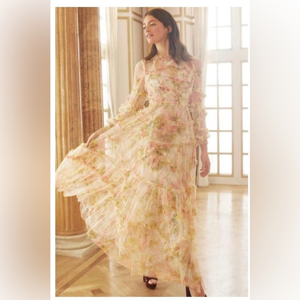 Needle and Thread Floral Print Ruffled Maxi Dress